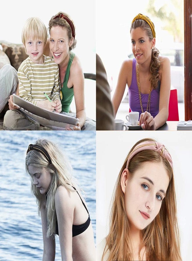 HOKPA ربطات شعر هوكبا للنساء، 4 ألوان، ربطات شعر عصرية بعقدة متقاطعة، طوق شعر عريض معقود، غطاء رأس، إكسسوارات ربطات شعر للبنات - Image 4